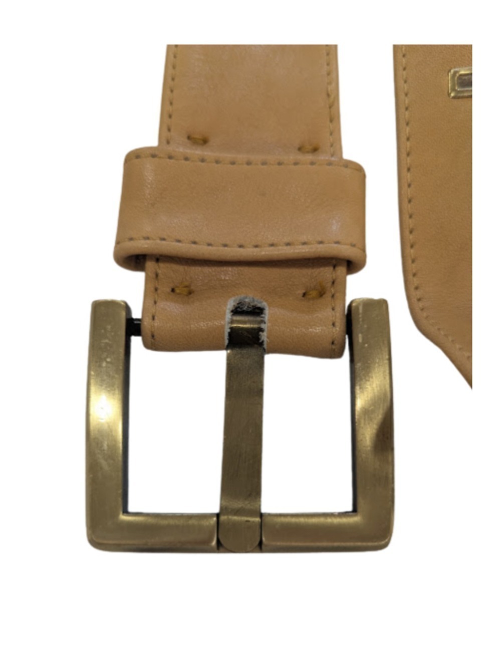 Tan Genuine Leather Belt Medium Wide Vintage Style 1.75 Minimalist Classic - Picture 6 of 9